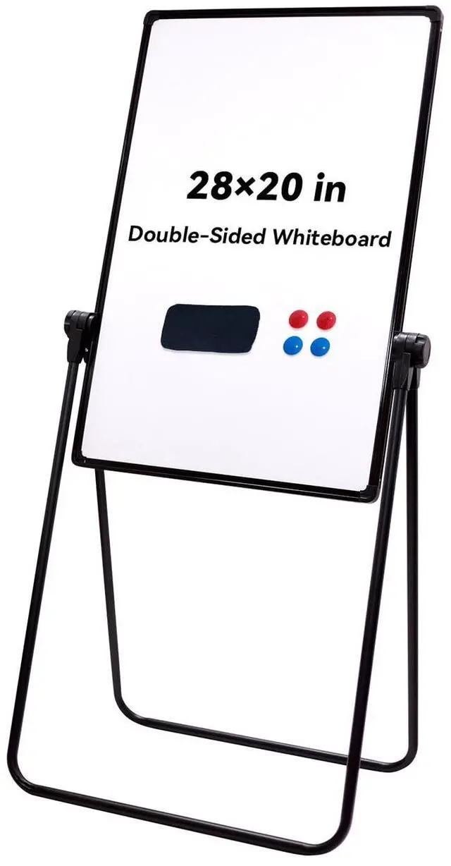 Main image of Magnetic Whiteboard with Stand, 28"x20" Double Sided Dry Erase Board, Height Adjustable Flipchart Easel, Portable Foldable U Standing White Board for Home, Office, Restaurant, Classroom
