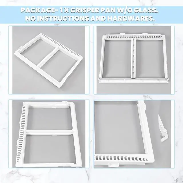 Alt view image 6 of 7 - 240364787 Crisper Pan Cover Compatible with Frigidaire Refrigerator Crisper Drawer Cover Shelf Frame W/O Glass Replacement for AP4432913 240364714 240364725 240364794 1512532 White