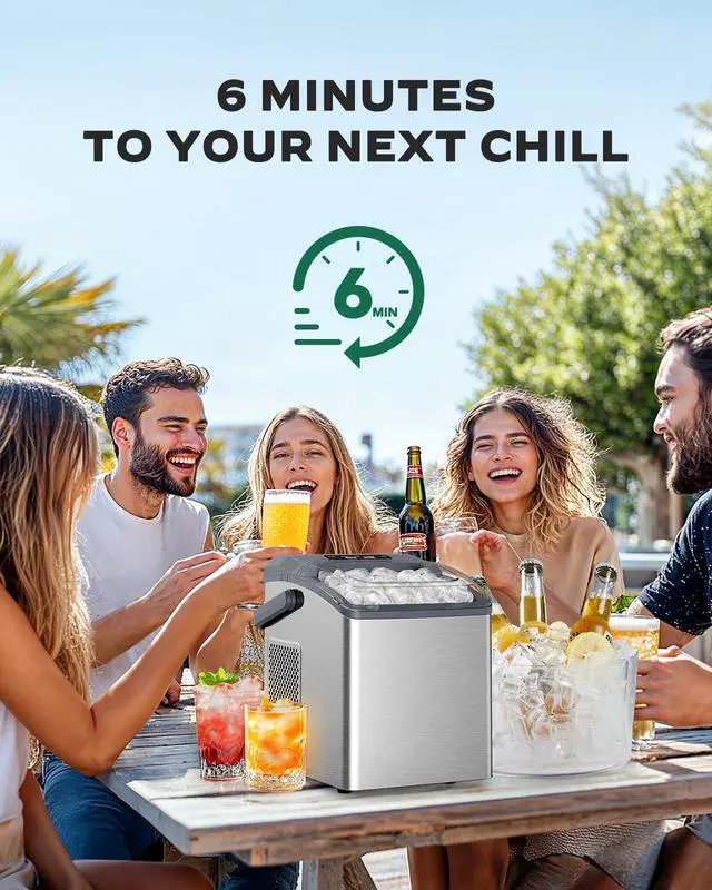 Alt view image 2 of 7 - Ice Makers Countertop, 26 lbs per Day, Fast Ice in 6 Minutes, Self-Cleaning Ice Maker, Compact Countertop Ice Machine for Home, Kitchen/Office/Parties