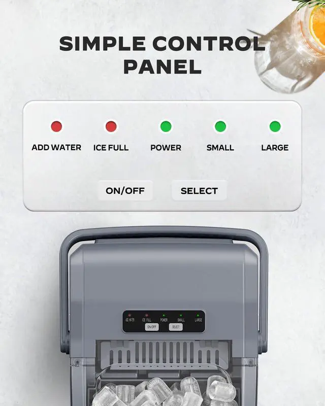 Alt view image 5 of 7 - Ice Makers Countertop, 26 lbs per Day, Fast Ice in 6 Minutes, Self-Cleaning Ice Maker, Compact Countertop Ice Machine for Home, Kitchen/Office/Parties