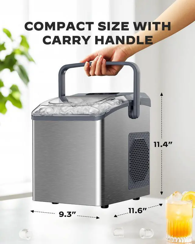 Alt view image 7 of 7 - Ice Makers Countertop, 26 lbs per Day, Fast Ice in 6 Minutes, Self-Cleaning Ice Maker, Compact Countertop Ice Machine for Home, Kitchen/Office/Parties