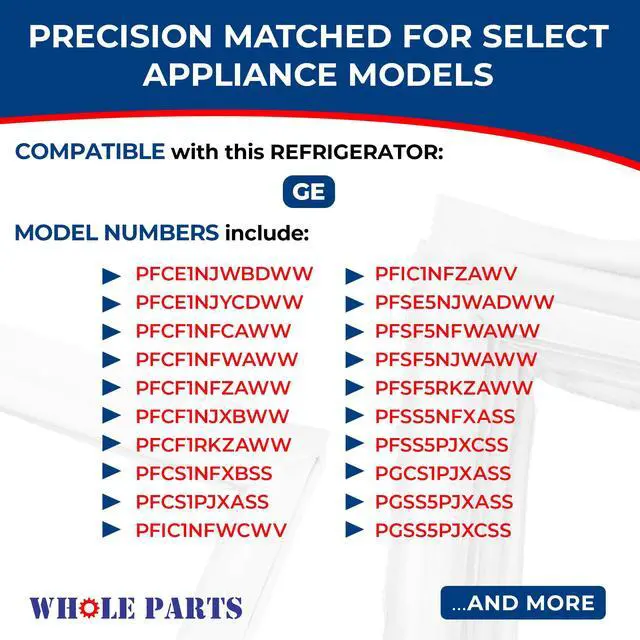 Alt view image 4 of 7 - Upgraded Refrigerator French Seal Gasket with Flap, (Magnetic Strip Inside), Single Piece, Part# WR14X10238 - Replacement and Compatible with Some GE Refrigerator