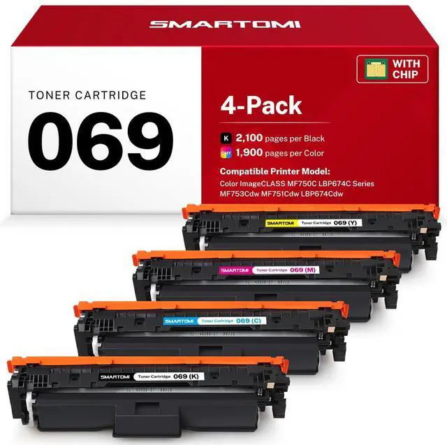 Main image of 069 Toner Cartridges Set 4 Pack Replacements for Canon 069 MF751Cdw | Compatible for Canon Color imageClass MF750C LBP674C Series MF753Cdw MF751Cdw LBP674Cdw Printer With Chip