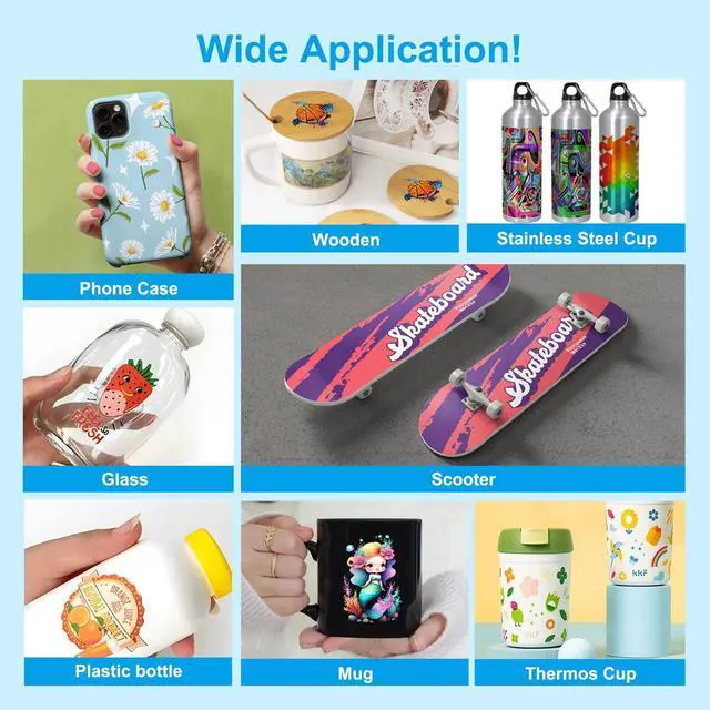 Alt view image 6 of 7 - 500ML Hard UV Ink (6-pack, BK C M Y W+V) Rigid Type Ultraviolet UV Ink for Hard Surface Materials with XP600 TX800 i3200 DX5 DX6 DX7 i1600 L805 1390 DX10 Printhead and Printers