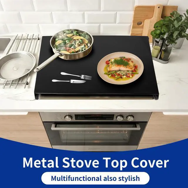 Alt view image 6 of 7 - Metal Gas Stove Cover Board, 30 x 22 x 3 Inch Gas Stove Top Covers with Handle, Noodle Board Gas Stove Cover, Fits Home Gas & Electric Stoves, Easy-Clean Kitchen Storage