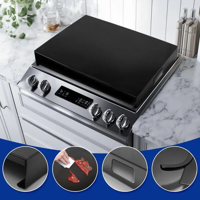 Alt view image 5 of 7 - Metal Gas Stove Cover Board, 30 x 22 x 3 Inch Gas Stove Top Covers with Handle, Noodle Board Gas Stove Cover, Fits Home Gas & Electric Stoves, Easy-Clean Kitchen Storage
