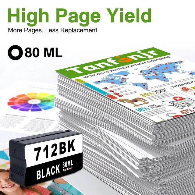 Alt view image 3 of 7 - 712 712XL Black Ink Cartridge 2-Pack(3ED71A), Up to 3000 Pages Per Cartridge, Replacement for HP 712, Fits DesignJet T210 T230 T630 T650 Studio Large Format Plotter Printer