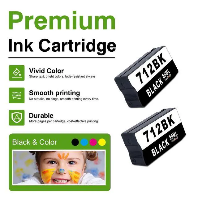Alt view image 4 of 7 - 712 712XL Black Ink Cartridge 2-Pack(3ED71A), Up to 3000 Pages Per Cartridge, Replacement for HP 712, Fits DesignJet T210 T230 T630 T650 Studio Large Format Plotter Printer