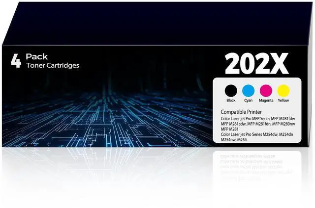 Main image of 202X Toner Cartridges 4Pack Color Laser jet Pro MFP M281FDW M254DW M281CDW Compatible for HP 202X Toner Cartridges Combo Pack Compatible for Color Laser jet Pro MFP M281FDW M281CDW M281FDN M254DW M254