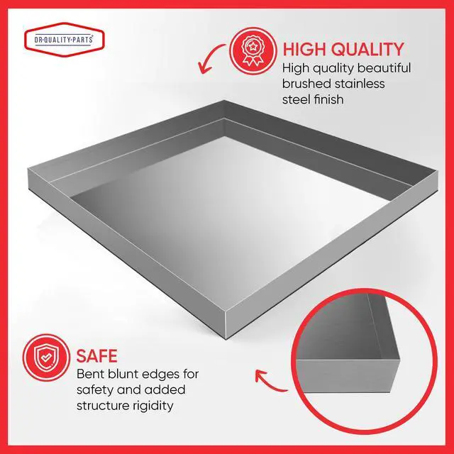 Alt view image 5 of 7 - Heavy Duty Washing Machine Drain Pan - Galvanized Steel Washer Drip Tray for Laundry Room Floor Protection Top Load Front Load Spin Dryer 2.5 Inch Deep - Metal Silver 32x30 Inch