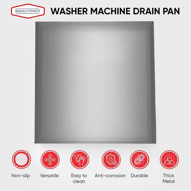 Alt view image 6 of 7 - Heavy Duty Washing Machine Drain Pan - Galvanized Steel Washer Drip Tray for Laundry Room Floor Protection Top Load Front Load Spin Dryer 2.5 Inch Deep - Metal Silver 32x30 Inch