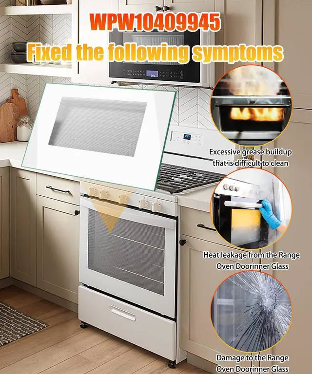 Alt view image 6 of 6 - WPW10409945 W10409945 Range Oven Outer Door Glass | Fits for Whirlpool Range Door Glass,Replaces Part Number 2210187 AP6021059 PS11754379 EAP11754379