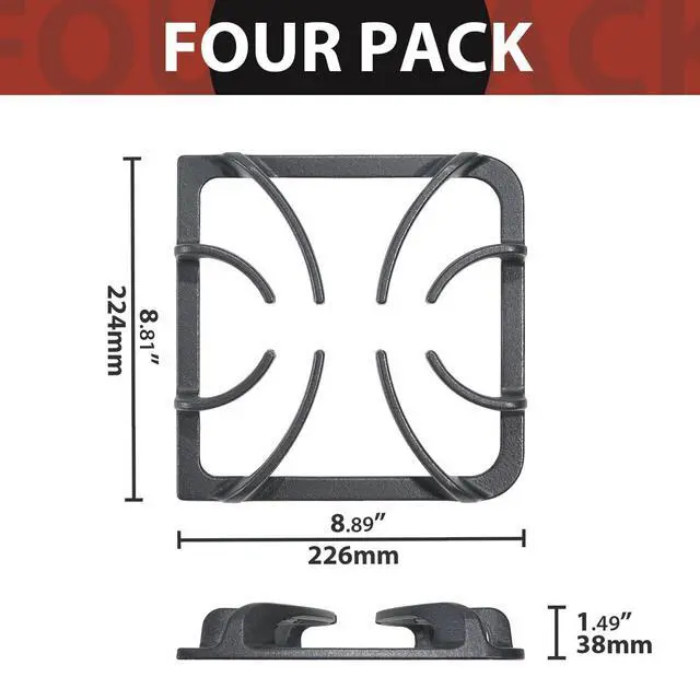 Alt view image 2 of 6 - 316202405 Gas Stove Burner Grates Replacement for Frigidaire Cast Iron4 Pcs | Premium Compatible with Kenmore gas ranges burner rack, cooktops and stove top 4 burner grate,Frigidaire stove accessories