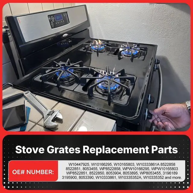 Alt view image 3 of 7 - W10447925 8.3x8.8" Stove Grates 4Pack For Whirlpool Amana Kenmore Gas Range | Replaces AP6022801, W10436434