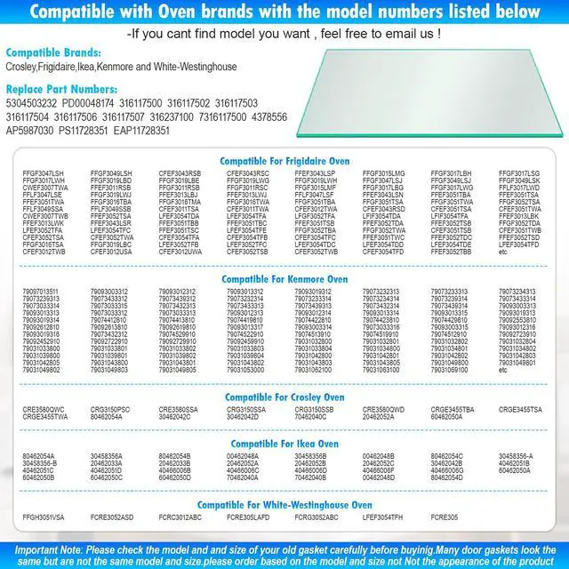 Alt view image 4 of 7 - Upgraded 20.12"x12.95" 5304503232 Range Inner Door Glass Replacement Compatible with Frigidaire,Kenmore and Crosley Oven Inner Door Glass 316237100 316117507 316117506 316117504 316117503 316117500