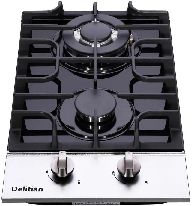 Main image of 12 Inch Gas Cooktop, Built-in Tempered Glass 2 Burners Gas Stovetop LPG/NG Convertible Gas Stove Dual Fuel Gas Hob for RVs, Apartments, Outdoor DT2188A