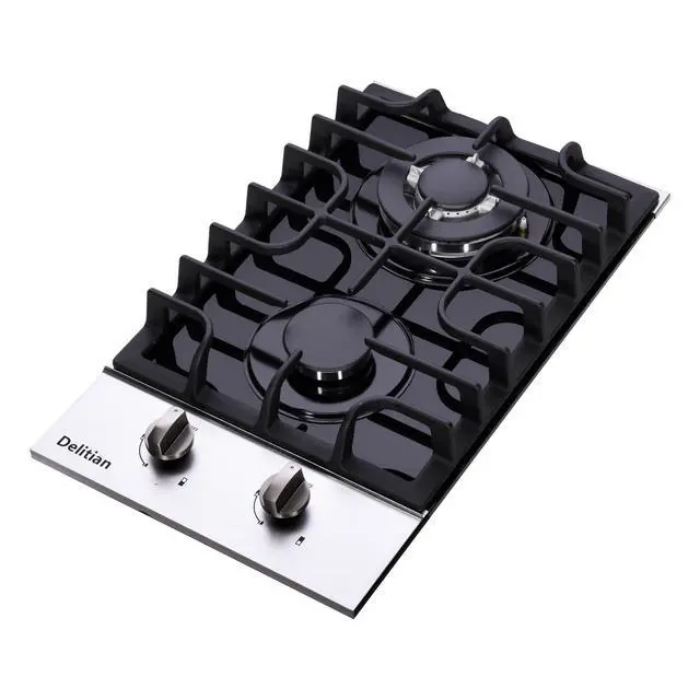 Alt view image 3 of 7 - 12 Inch Gas Cooktop, Built-in Tempered Glass 2 Burners Gas Stovetop LPG/NG Convertible Gas Stove Dual Fuel Gas Hob for RVs, Apartments, Outdoor DT2188A