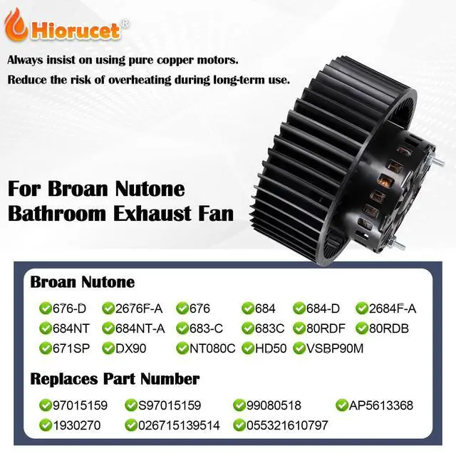 Alt view image 2 of 7 - S97015159 Bathroom Exhaust Blower Fan 80CFM 2.0 Sones for Broan 676-D/2676F-A Replacement, 676, 684, 684-D, 2684F-A, 684NT, 684NT-A, 683-C, 683C, 80RDF, 80RDB, 671SP, NT080C, HD50, VSBP90M