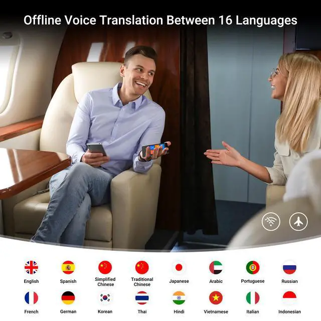Alt view image 3 of 7 - Translator Device W12S Support 144 Languages and Accents 98% High Accuracy Rapid Two Way Translation in 1s with Protective Case and Lanyard W12S Black