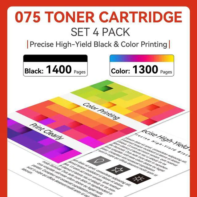 Alt view image 4 of 7 - 075 Toner Cartridge Set Compatible with Canon 075 075H for MF665Cdw 4 Pack | CRG075 | Replacement for Canon MF665Cdw | MF663Cdw | MF662Cdw | LBP646Cdw | LBP647Cdw | MF660c LBP640c Series | Smart Chip