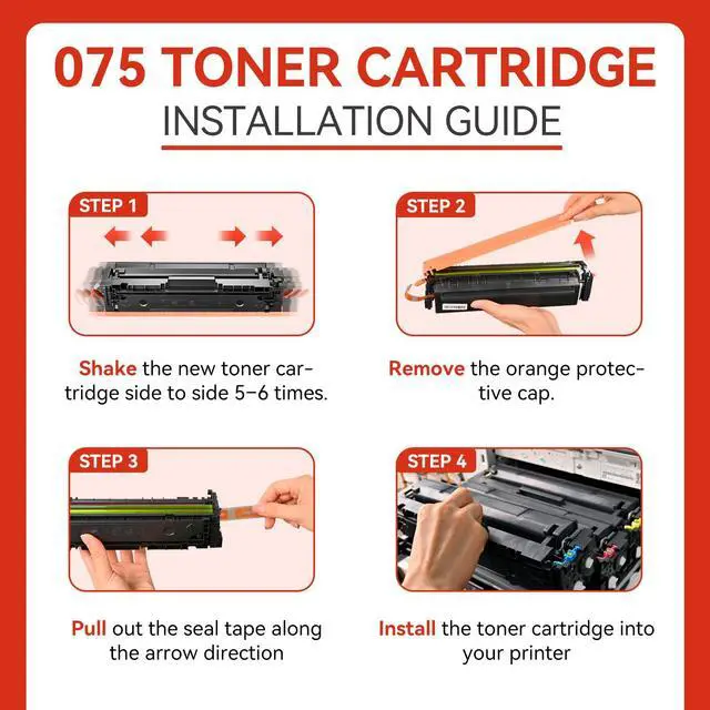 Alt view image 6 of 7 - 075 Toner Cartridge Set Compatible with Canon 075 075H for MF665Cdw 4 Pack | CRG075 | Replacement for Canon MF665Cdw | MF663Cdw | MF662Cdw | LBP646Cdw | LBP647Cdw | MF660c LBP640c Series | Smart Chip