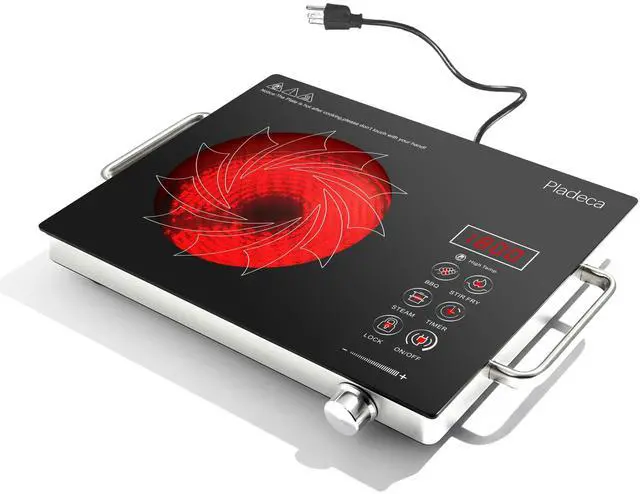 Main image of Portale Electric Cooktop 110V with Handle, Knob and Touch Control | Single Burner Electric Stove,1800W One Burner Ceramic Cooktop, Timer, Child Lock, Overheat Protection, 9 Power Levels, Black