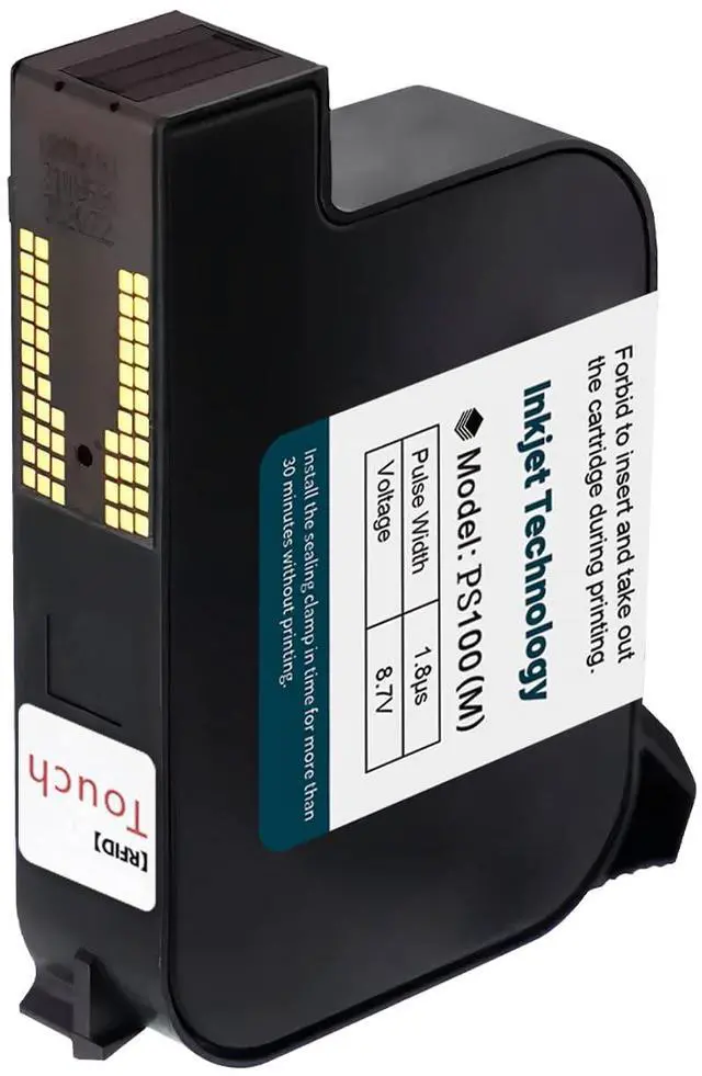 Main image of 0.5inch Automatic Online Inkjet Coding Machine Ink Cartridge Replacement PS100 with Chips, Fast-Dry Solvent Cartridge for Variable Data/Date/Logo/Barcode/Image Inkjet Printer, (for PW1 / PW2)