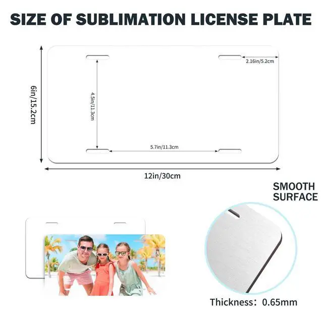 Alt view image 2 of 6 - 100 Pack Sublimation License Plate Blanks - Bulk Aluminum Metal Car Tags | for DIY Heat Transfer Printing Sheet Picture Sublimation Blank 0.025 Thickness 0.65mm (100)