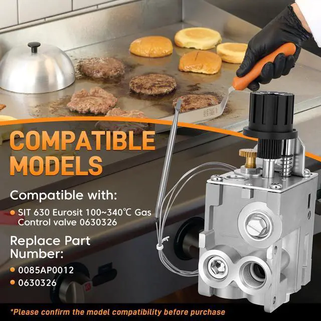Alt view image 3 of 7 - 0085AP0012 Gas Control Valve Compatible with SIT 630 Eurosit 100~340 Gas Control valve, Compatible with Angelo Po, Berto's, Giorik, Lotus, Offcar, Tecnoinox, Lainox Kitchen Equipment Replace# 0630326