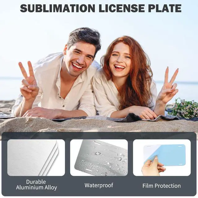 Alt view image 3 of 6 - 100 Pack Sublimation License Plate Blanks - Bulk Aluminum Metal Car Tags | for DIY Heat Transfer Printing Sheet Picture Sublimation Blank 0.025 Thickness 0.65mm (100)