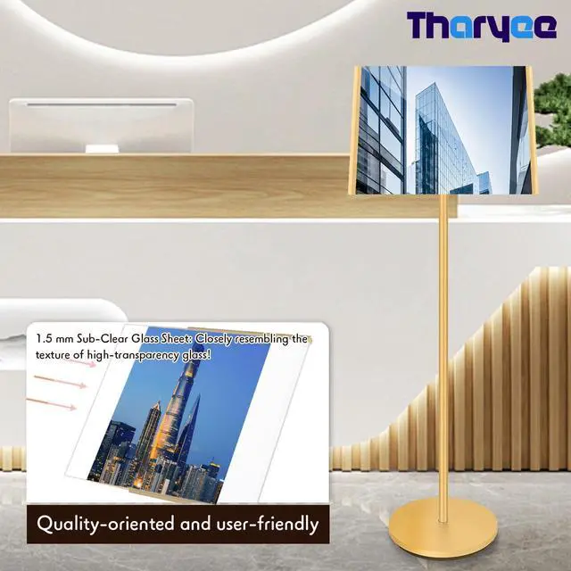 Alt view image 4 of 7 - Floor Sign Stand, Sign Holder Stand 11.8x16.5 inch with Heavy Duty Base, Easy Snap-Frame for Poster Replacement for Retail Stores, Trade Shows, Events and Directing Traffic (Golden, A3)