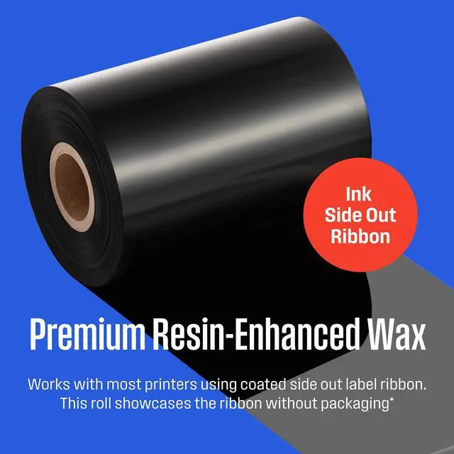 Alt view image 2 of 7 - Thermal Transfer Ribbon, 4.33" x 1476', 1" Core, Compatible with Zebra ZT410, ZT420, ZT610, ZM400, Premium Wax Resin Enhanced Ink Side Out Wax Ribbon for Thermal Printers, Black, 12 Rolls