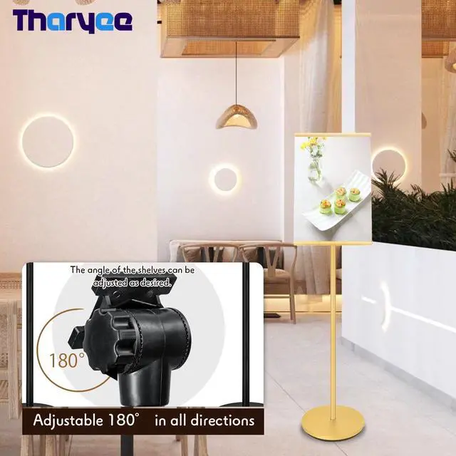 Alt view image 5 of 7 - Floor Sign Stand, Sign Holder Stand 11.8x16.5 inch with Heavy Duty Base, Easy Snap-Frame for Poster Replacement for Retail Stores, Trade Shows, Events and Directing Traffic (Golden, A3)