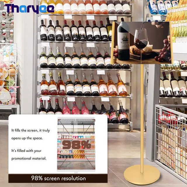 Alt view image 6 of 7 - Floor Sign Stand, Sign Holder Stand 11.8x16.5 inch with Heavy Duty Base, Easy Snap-Frame for Poster Replacement for Retail Stores, Trade Shows, Events and Directing Traffic (Golden, A3)