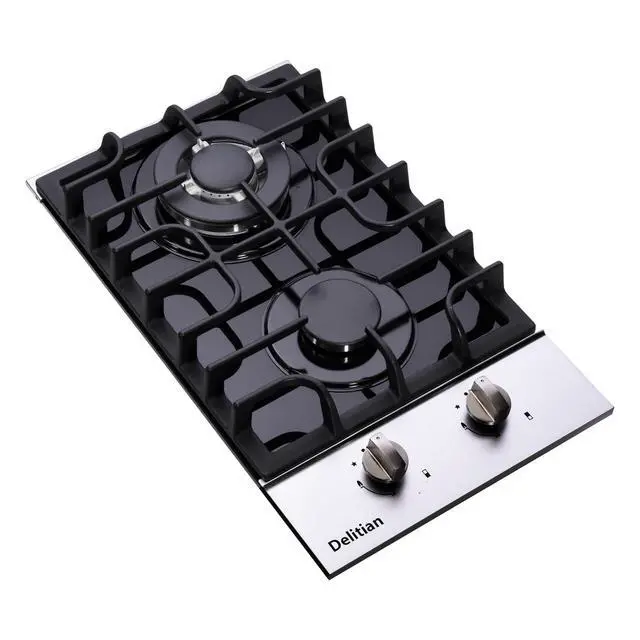 Alt view image 6 of 7 - 12 Inch Gas Cooktop, Built-in Tempered Glass 2 Burners Gas Stovetop LPG/NG Convertible Gas Stove Dual Fuel Gas Hob for RVs, Apartments, Outdoor DT2188A