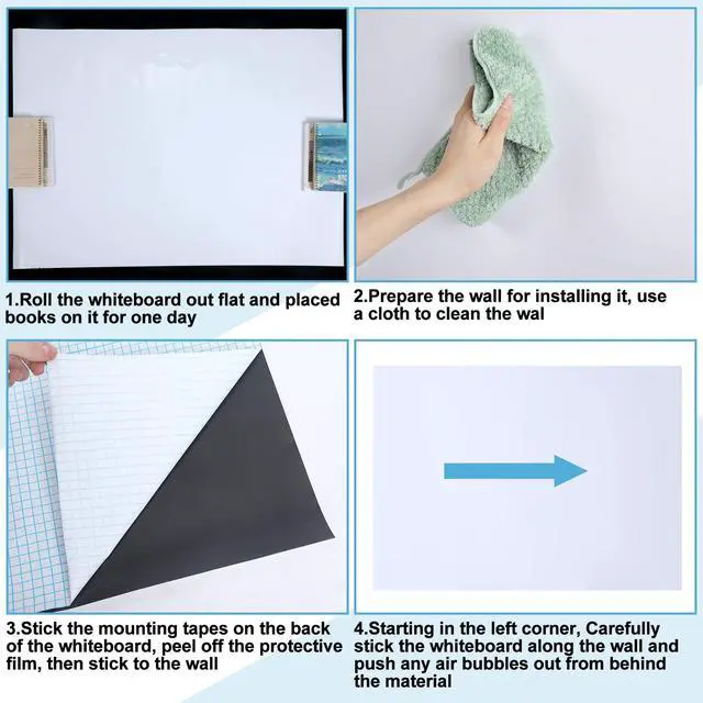 Alt view image 4 of 7 - Dry Erase Whiteboard Sticker Wall Decor Self-Adhesive Whiteboard Contact Paper Magnetic White Board Wall Paper Peel and Stick with 3 Markers and Eraser for Home, Office, Classroom(47 x 106 Inch)