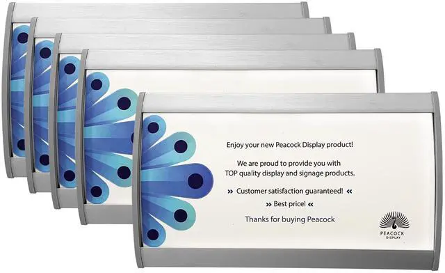 Main image of Curved Office Business Door Sign Holder | Aluminum Wall Mount Name Plate Holder, cubicle sign holder, sturdy and beautiful 6.00" W X 4.00" H (N94x6" 5 Signs)