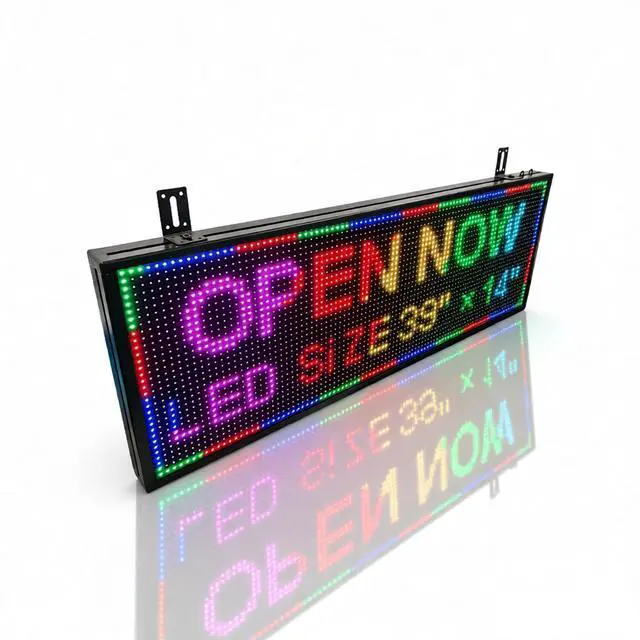Main image of P10 Programmable Scrolling LED Sign 39"×14",WIFI Control,4000cd/ High Brightness Outdoor IP65 Waterproof Electronic Custom Text Message Board,LED Digital Signage for Business Store Advertising Window