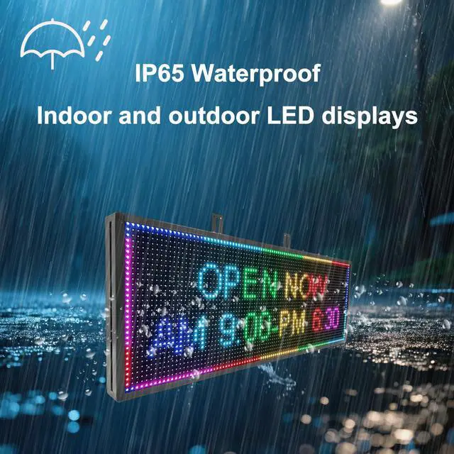 Alt view image 3 of 6 - P10 Programmable Scrolling LED Sign 39"×14",WIFI Control,4000cd/ High Brightness Outdoor IP65 Waterproof Electronic Custom Text Message Board,LED Digital Signage for Business Store Advertising Window