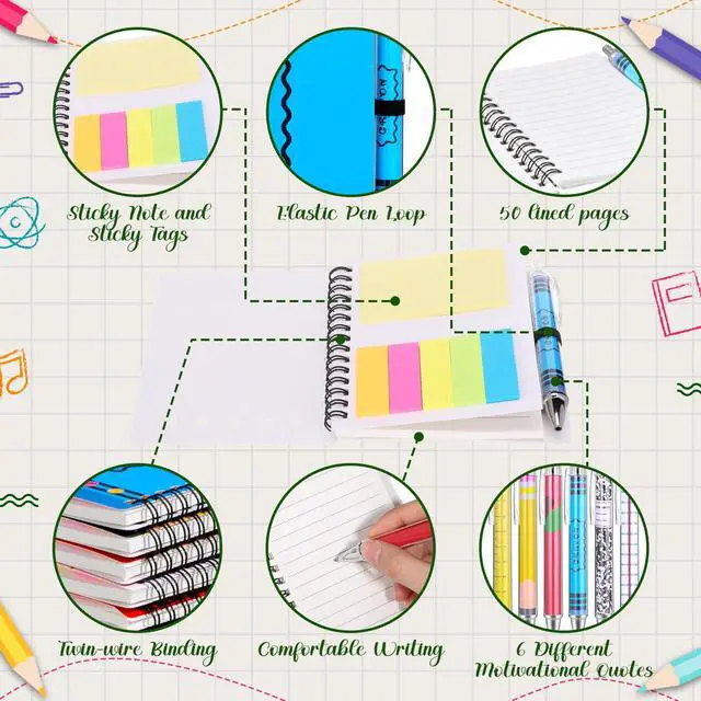 Alt view image 3 of 6 - 48 Sets Back to School Teacher Appreciation Gift Bulk Inspirational Spiral Notebook Journal Ballpoint Pens Thank You Gift from Students for Classroom Office Employee Staff Supplies