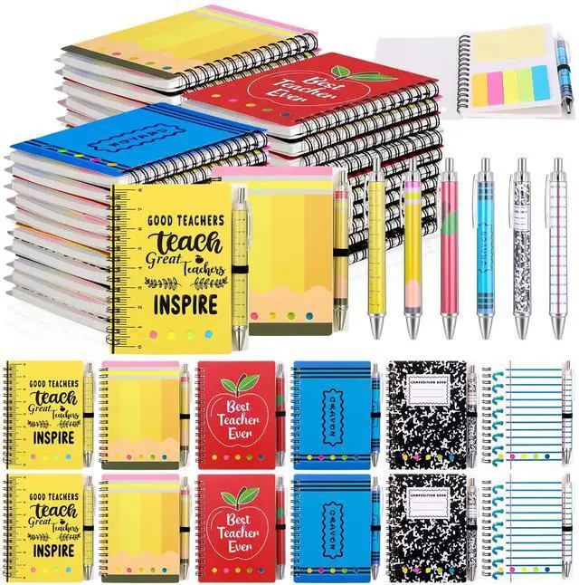 Main image of 48 Sets Back to School Teacher Appreciation Gift Bulk Inspirational Spiral Notebook Journal Ballpoint Pens Thank You Gift from Students for Classroom Office Employee Staff Supplies