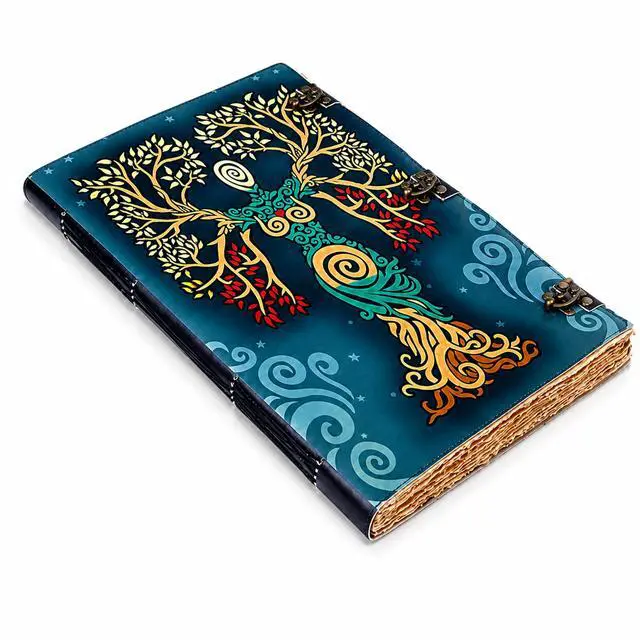 Main image of Blank Green Spell Book Of Shadows Journal With Lock Clasp Prop hocus pocus Vintage Handmade Leather Diary Embossed Prayer Pagan Antique Witchcraft Wiccan Notebook Daily 22 X 14 Inches hocus