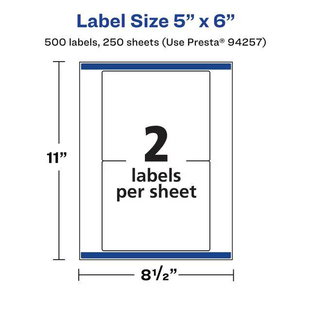Alt view image 7 of 7 - ® Matte White Rectangle Labels, Sure Feed® Technology, 5" x 6", 500 Matte White Printable Labels
