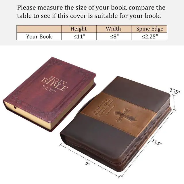 Alt view image 5 of 7 - Polare Full Grain Leather Bible Case Book Protective Holder Bible Cover Church Bag Christian Religious Carrying Organizer Portfolio for Men (Dark Brown & Brown, Large)