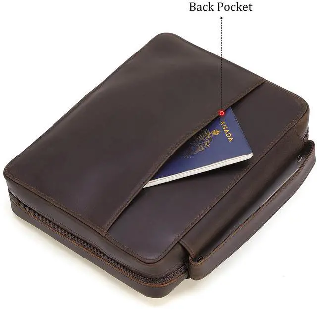 Alt view image 7 of 7 - Polare Full Grain Leather Bible Cover Church Bag 10.5x7.75x2.25 inch Carrying Book Case Bible Protective with Handle and YKK Zipper Christian, Religious Gifts for Men Women