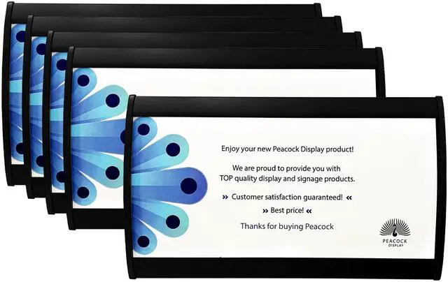 Main image of Curved Office Business Door Sign Holder | Aluminum Wall Mount Name Plate Holder, cubicle sign holder, sturdy and beautiful 6.00" W X 4.00" H (N94x6" 5 Signs black)