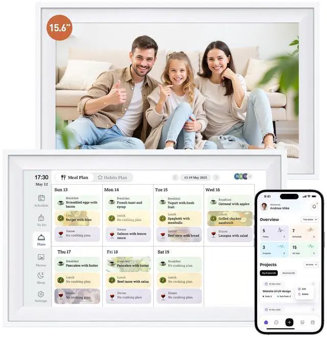 Main image of 15.6 Inches Smart Digital Calendar, Electronic Starlight Calendar Wall Touch Screen, Wall/Desk Mountable, Two-Way Sync with Online Calendars, Family Schedule, Chore & Meal Planner, Photo Display