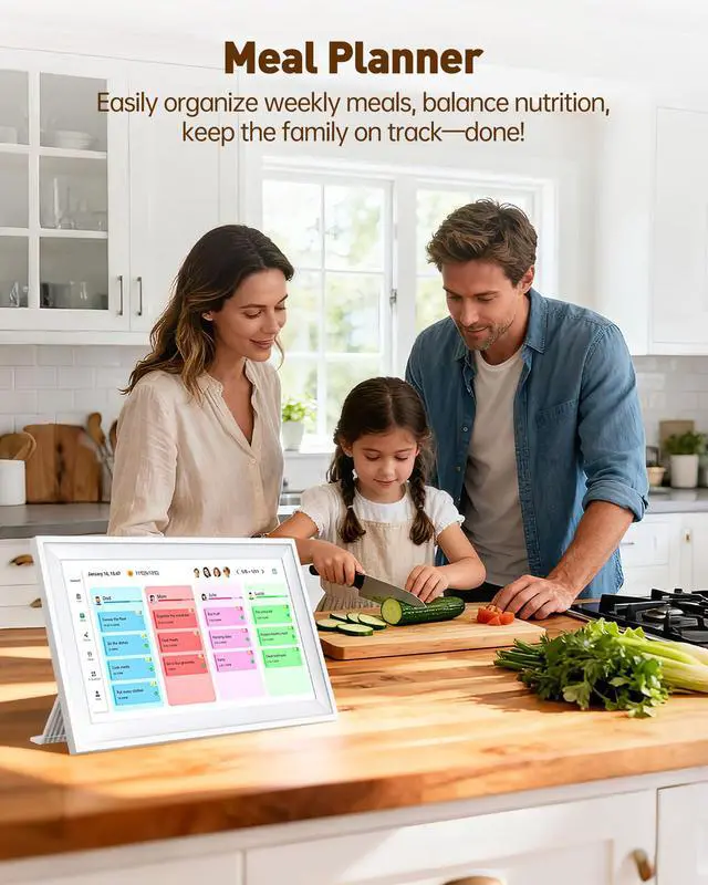 Alt view image 5 of 7 - 15.6 Inches Smart Digital Calendar, Electronic Starlight Calendar Wall Touch Screen, Wall/Desk Mountable, Two-Way Sync with Online Calendars, Family Schedule, Chore & Meal Planner, Photo Display
