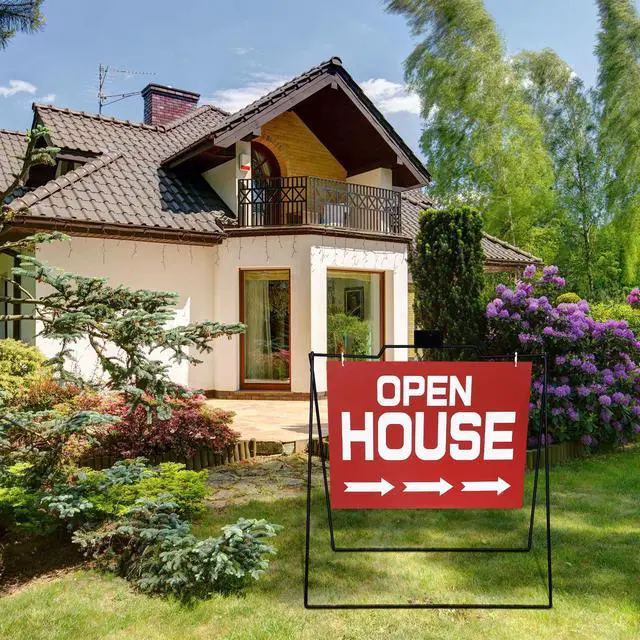 Alt view image 4 of 6 - 5 Pcs 28 x 32 Black Folding a Frame Metal Stand with 24 x18 Open House Sign a Frame Sidewalk Real Estate Holder Real Estate Yard Signs for Foldable Outdoor