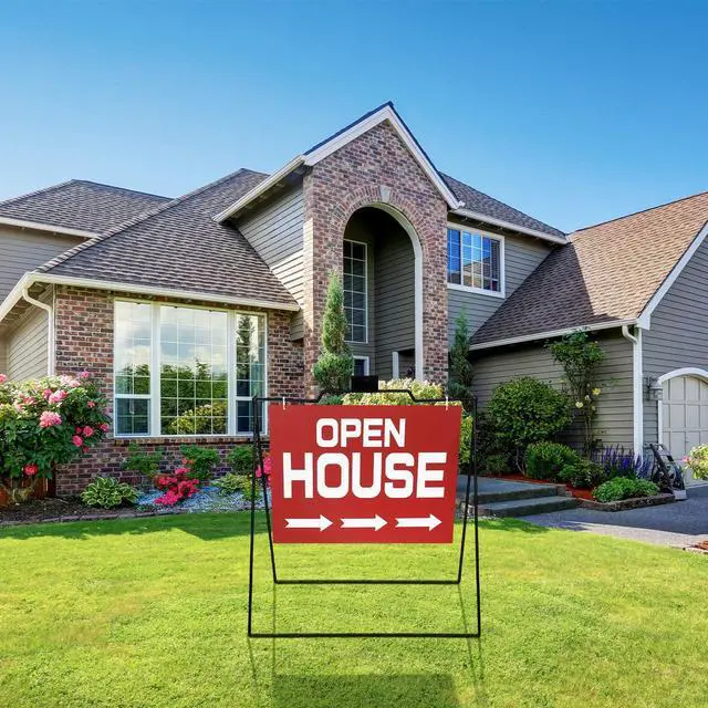 Alt view image 5 of 6 - 5 Pcs 28 x 32 Black Folding a Frame Metal Stand with 24 x18 Open House Sign a Frame Sidewalk Real Estate Holder Real Estate Yard Signs for Foldable Outdoor